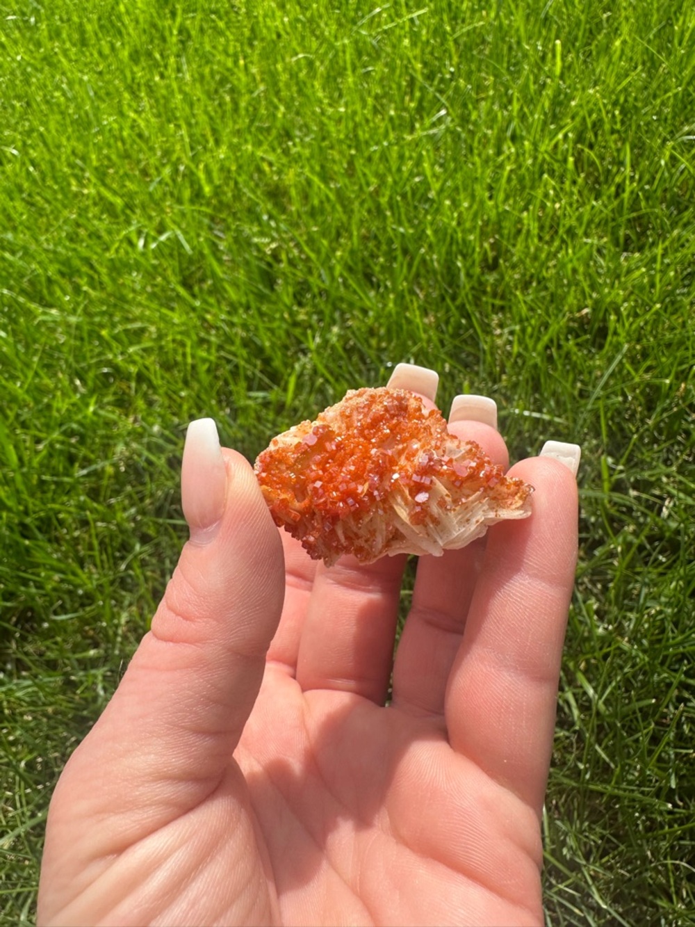 Orange Red Vanadinite  Crystal Cluster Handheld Gem